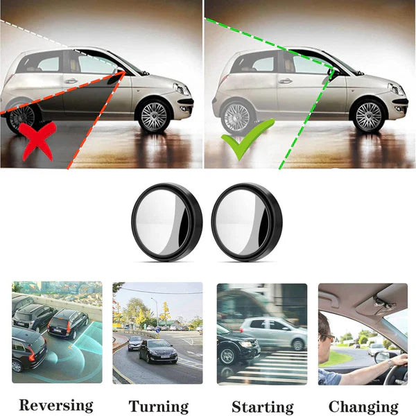 2 PCs rotatable Car Round Mirror Original Glass Rear view Blind spot Side Mirror rotatable lens
