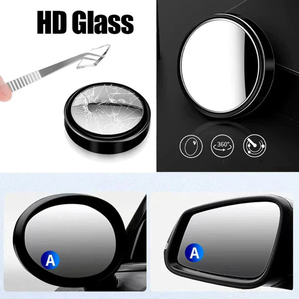 2 PCs rotatable Car Round Mirror Original Glass Rear view Blind spot Side Mirror rotatable lens