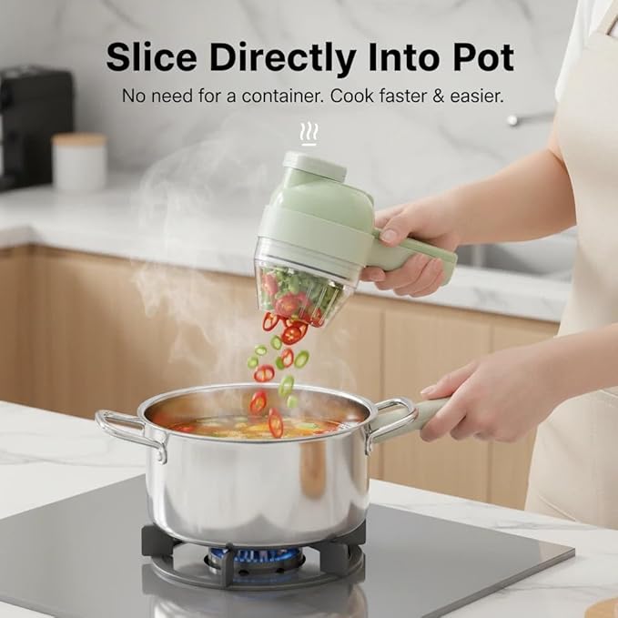 4 In 1 Handheld Rechargeable Vegetable Cutter Chopper