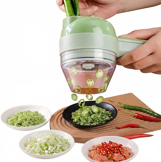 4 In 1 Handheld Rechargeable Vegetable Cutter Chopper