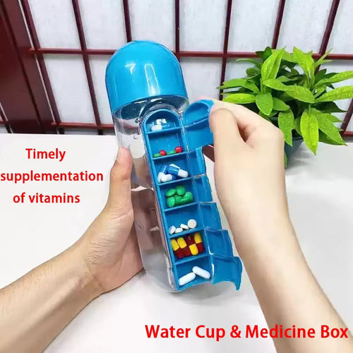 2-in-1 Medicine Organizer with Water Bottle
